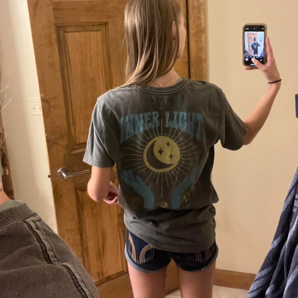 PacSun Black Graphic Tee with Blue and Gold Design